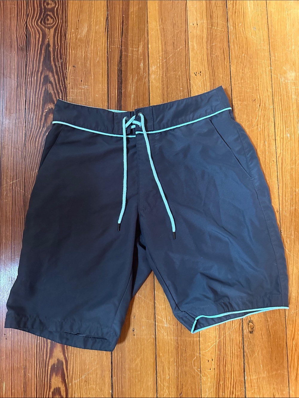 Men's Black Swim Shorts with Aqua Trim